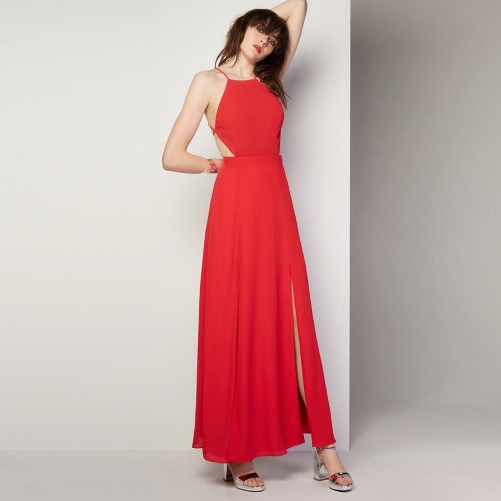 Red long cut out dress for formal event or vday!